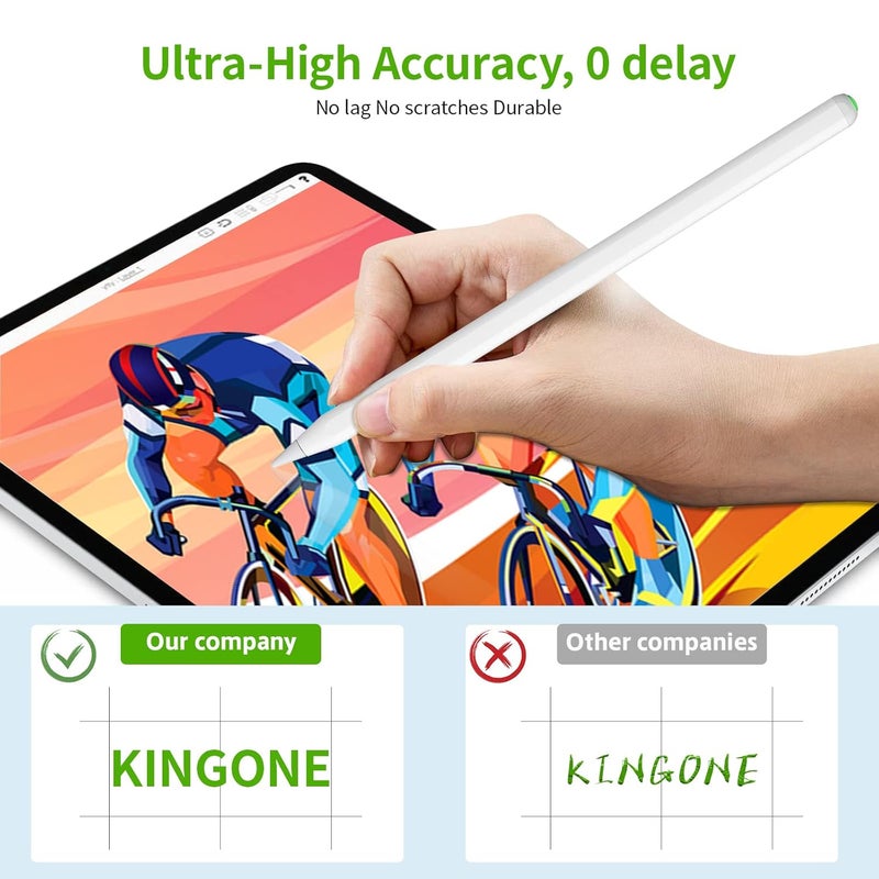 Kingone Wireless Charging Pencil for iPad with Magnetic Charging, only Compatible with for Apple iPad Pro (11/12.9" ), iPad Air 4th/5th Gen, iPad mini 6th Gen, Not Support on 2024/2025 New iPad, White - Image 5