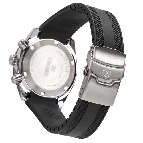 INO Design StrapXPro(SMX02A) Watch Band 21mm Curved-end Rubber Watch Strap Replacement for Seiko Prospex Speedtimer SSC911, SSC913, SSC915, SSC927, SSC929, SSC931, SSC935, SSC939, SSC941, SSC943, SSC945, SSC947 (Black with Silver Clasp) - Image 1