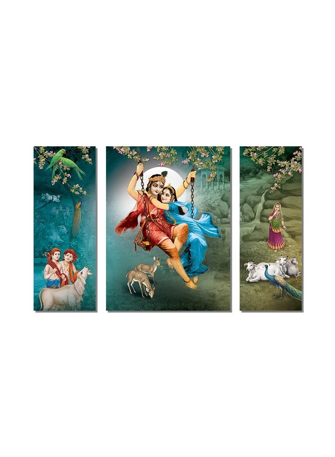 Rangoli New Shree Radha Krishna Ji on the Jhula Painting to Décor your Living Spaces Digital Reprint, Size-29cm X 43cm (Pack of 1) - Image 1