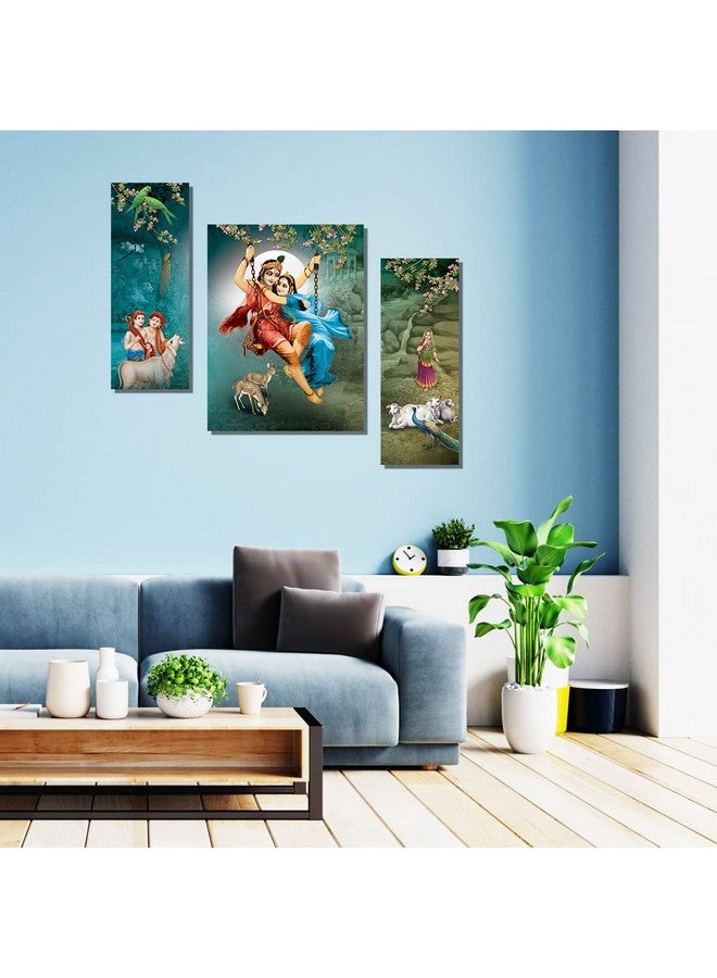 Rangoli New Shree Radha Krishna Ji on the Jhula Painting to Décor your Living Spaces Digital Reprint, Size-29cm X 43cm (Pack of 1) - Image 3