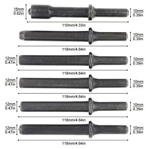 DELE 7 Pcs Air Hammer Rivet Bit Set, Dele 0.401 Shank Smoothing Pneumatic Air Rivet Hammer Tools Kit with Spring - Image 2