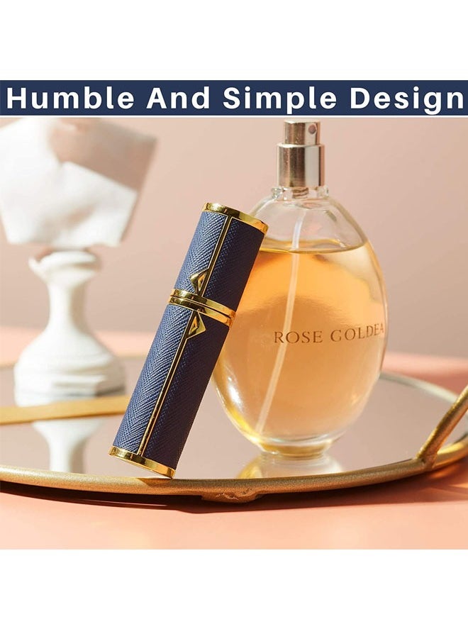 Perfume Bottles Empty Refill, Perfume Atomizer, Refillable Portable Mini Perfume Atomizer, Perfume Spray bottle Atomizer for Travel, Leaking Proof, Luxury Leather, 5ml (Dark Blue)