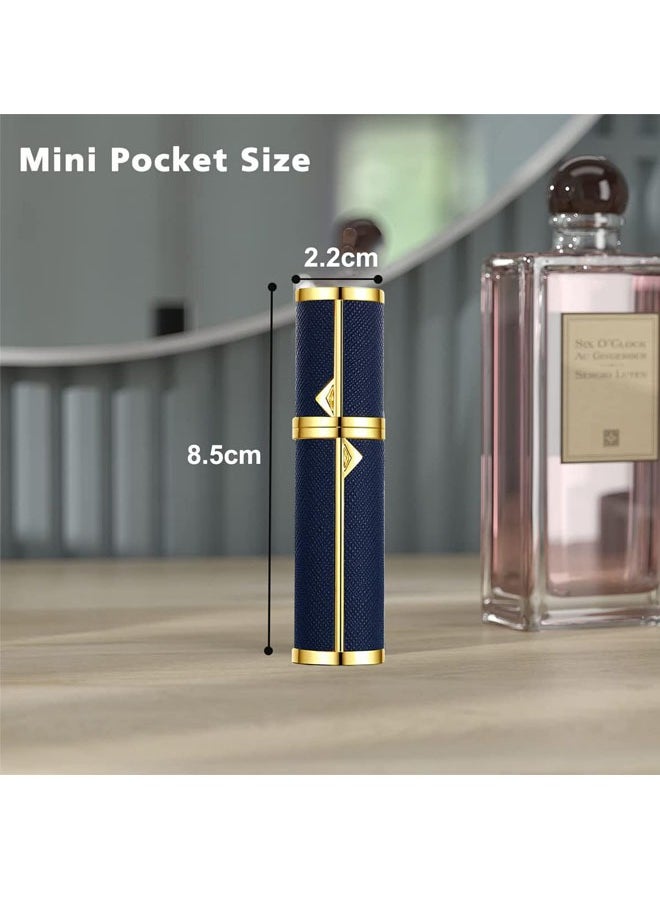Perfume Bottles Empty Refill, Perfume Atomizer, Refillable Portable Mini Perfume Atomizer, Perfume Spray bottle Atomizer for Travel, Leaking Proof, Luxury Leather, 5ml (Dark Blue)
