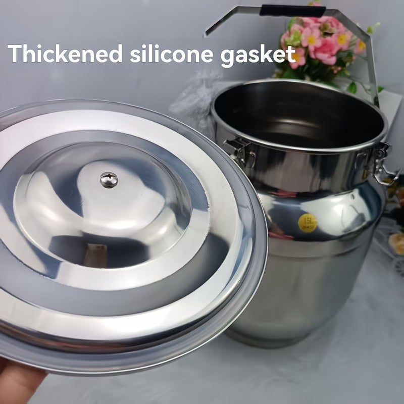 304 Stainless Steel Sealed Rice Bin Thickened Handheld Portable Insect Proof Moisture Proof Airtight Grain Food Storage Container 3.96 Gal - Image 2