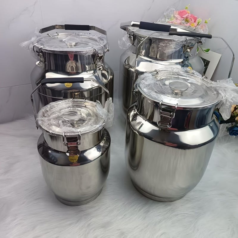 304 Stainless Steel Sealed Rice Bin Thickened Handheld Portable Insect Proof Moisture Proof Airtight Grain Food Storage Container 3.96 Gal - Image 1
