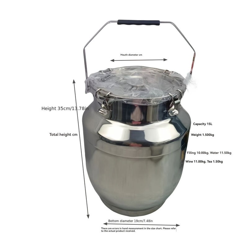 304 Stainless Steel Sealed Rice Bin Thickened Handheld Portable Insect Proof Moisture Proof Airtight Grain Food Storage Container 3.96 Gal - Image 5