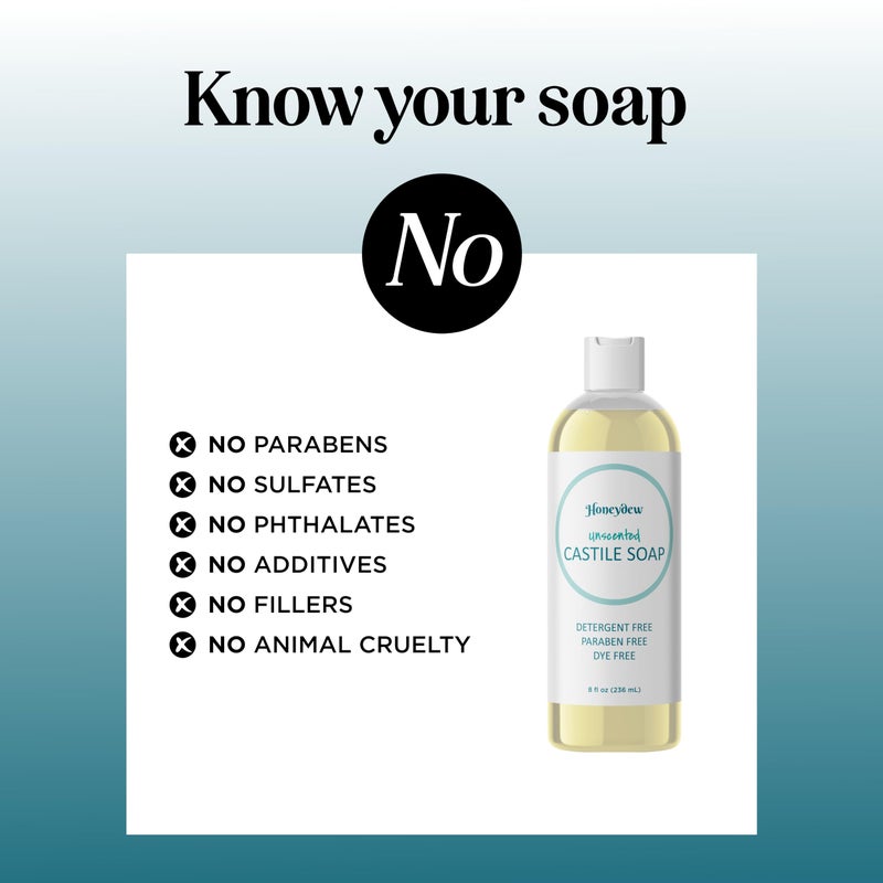 Maple Holistics Castile Soap Liquid Unscented Cleanser - Liquid Castile Soap for Dry Sensitive Skin Care Routine and All Purpose Cleaner with Hydrating Glycerin for Hair and Skin - Hair Face and Body Soap Liquid - Image 3