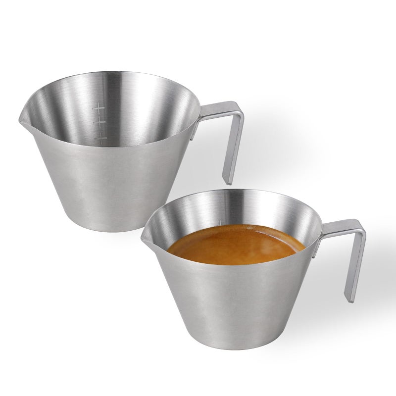 MHW-3BOMBER MHW3BOMBER Espresso Shot Cups with Handle Espresso Measuring Cup Dishwasher Safe 2 Pack Stainless Steel Pouring Cup for Tomato SauceSteak SauceDessertBeverage Matte Glossy G6196OS