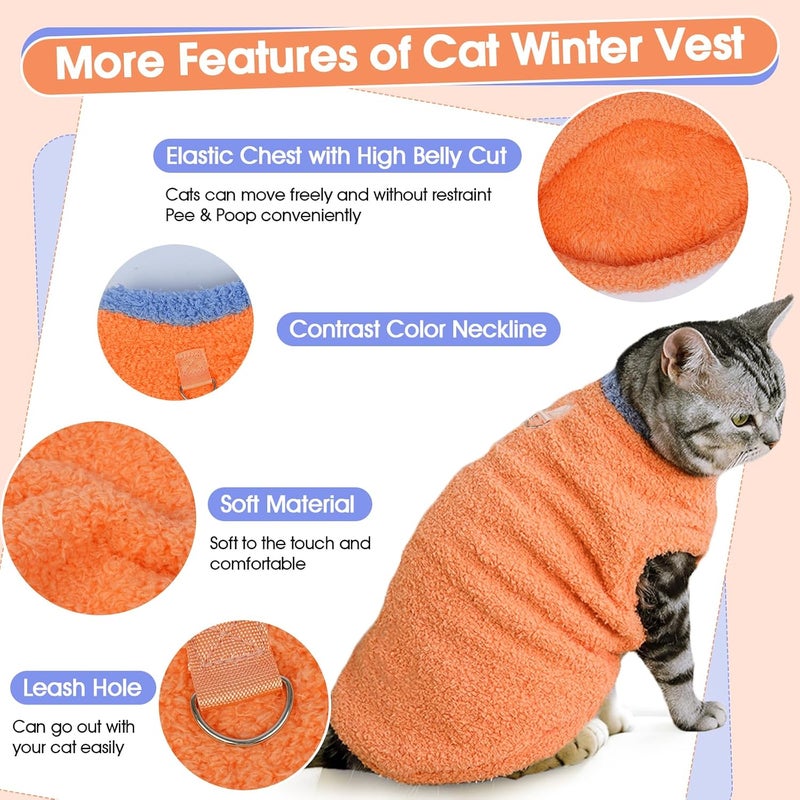 ADNIKIA Sphynx Cat Clothes, Fleece Cat Vest, Warm Fleece Coat for Cat, Hairless cat Shirts Sweaters, Warm and Soft Cat Pajamas Shirt, Fleece Jumpsuit for Cats Puppy, Kitten Hairless Cat Clothes for Cats Only - Image 2