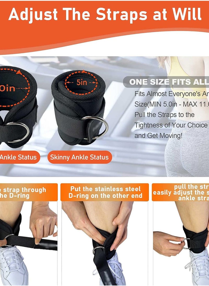 Rightsure - Fitness Ankle Straps Set,Cable Machines Ankle Straps,Adjustable Breathable Ankle Straps with Fixed Rope and Elastic Strings, Ankle Cable Attachments Ankle Cuffs for Gym Home,Legs Glutes and Abs - Image 1