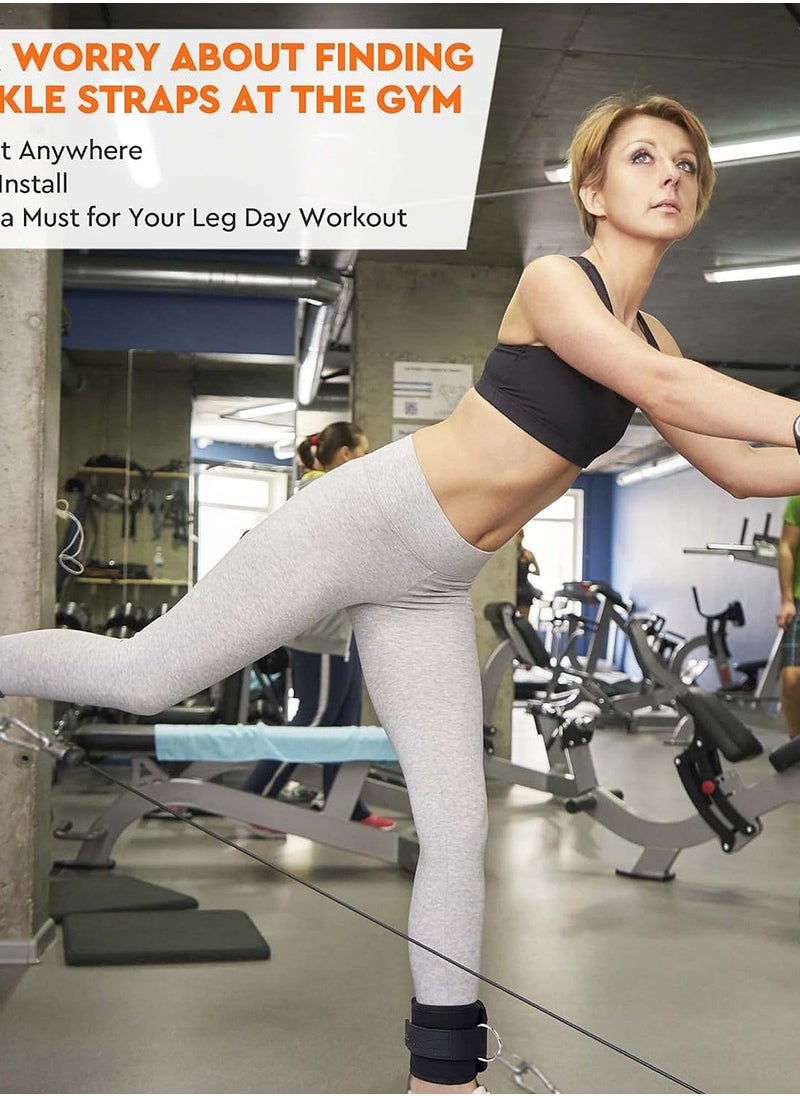 Rightsure - Fitness Ankle Straps Set,Cable Machines Ankle Straps,Adjustable Breathable Ankle Straps with Fixed Rope and Elastic Strings, Ankle Cable Attachments Ankle Cuffs for Gym Home,Legs Glutes and Abs - Image 1