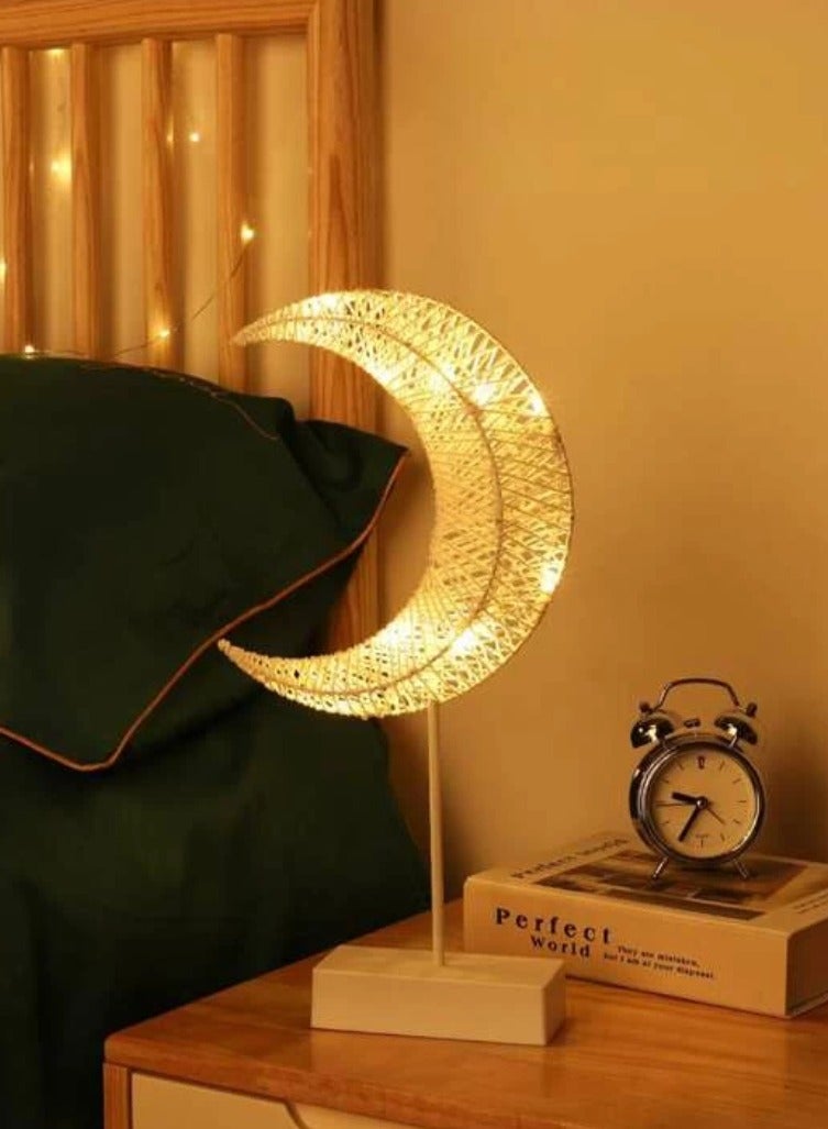 Yuwell Moon Shaped LED Decorative Lamp Night Light For Ramadan Decoration Bedroom Battery Operated Ramadan Lamp