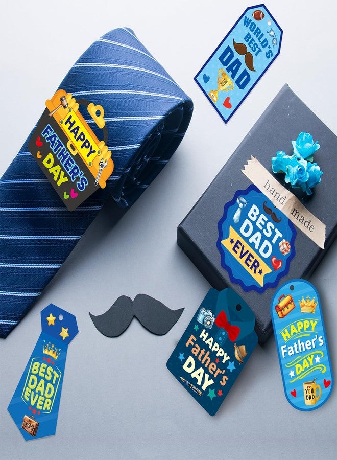 Fancy Land Father's Day Tags 60Pcs Happy Fathers Day Paper Gift Tag Best Dad Hanging Label with String for Birthday DIY Gift Wrapping Supplies - Image 5