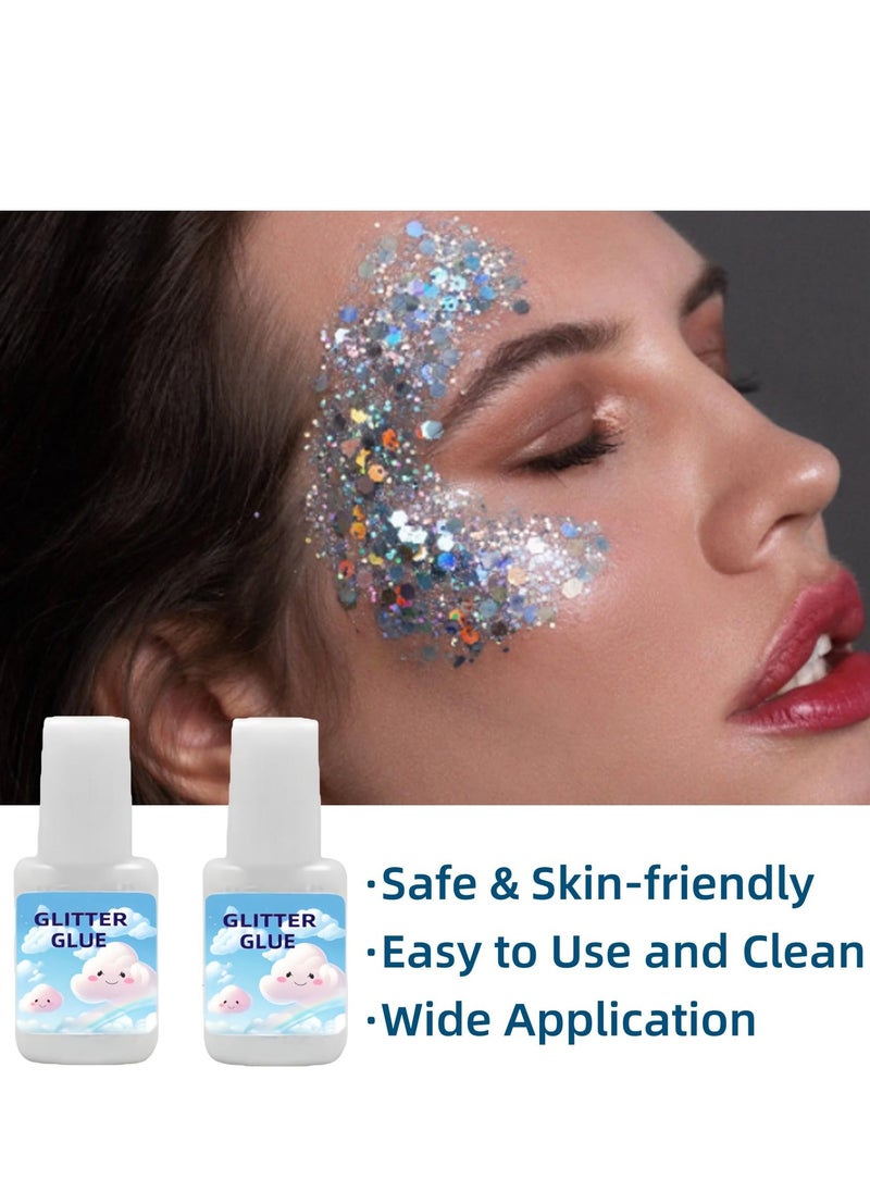 KASTWAVE Glitter Glue for Body, 2PCS Temporary Tattoo Glue, Body Painting Art Glue, Safe & Skin-Friendly, Simple to Apply & Remove, Ideal for Halloween, Party, Costume Events & Makeup  - Image 3