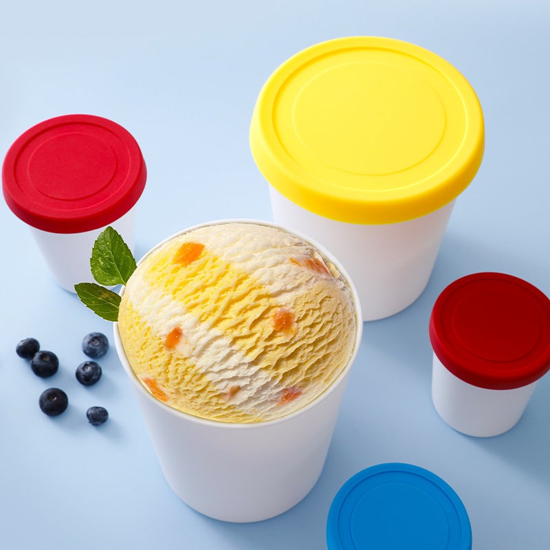 Silicone Lid Ice Cream Cup Multi-Size Brown