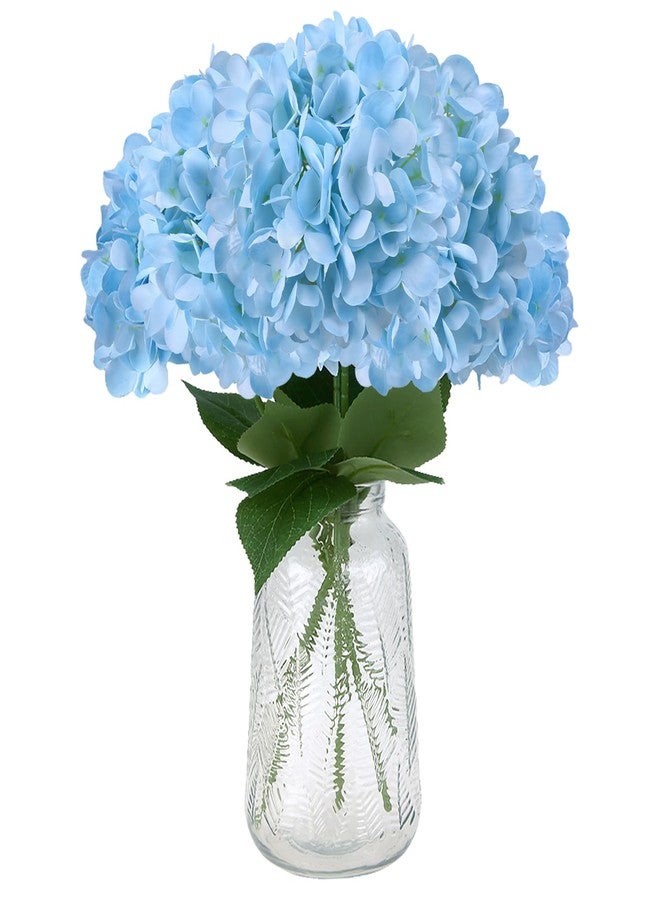 GREENTIME 6 Pack Blue Hydrangea Artificial Flowers 14.5 Inch 1 Head Large Fake Flowers for Spring Home Wreath DIY Decor Party Floral Arrangements Wedding Bouquets Outdoor Decor - Image 1