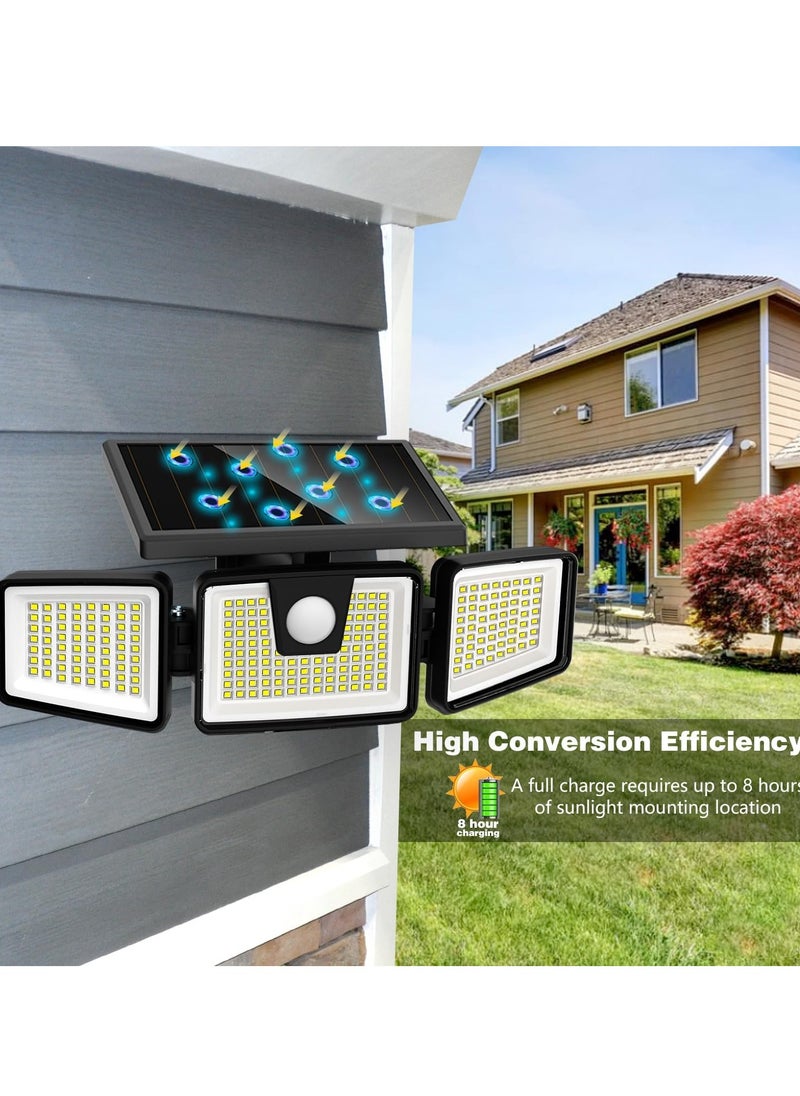 Generic Solar Lights Outdoor, 2 Pack 233 LED High Brightness Cordless Solar Motion Sensor Lights; 3 Adjustable Heads, 270° Wide Angle Illumination, IP65 Waterproof, Security LED Flood Light(Daylight)  - Image 5