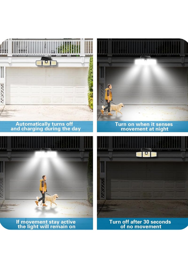 Generic - Solar Lights Outdoor, 2 Pack 233 LED High Brightness Cordless Solar Motion Sensor Lights; 3 Adjustable Heads, 270° Wide Angle Illumination, IP65 Waterproof, Security LED Flood Light(Daylight) - Image 1