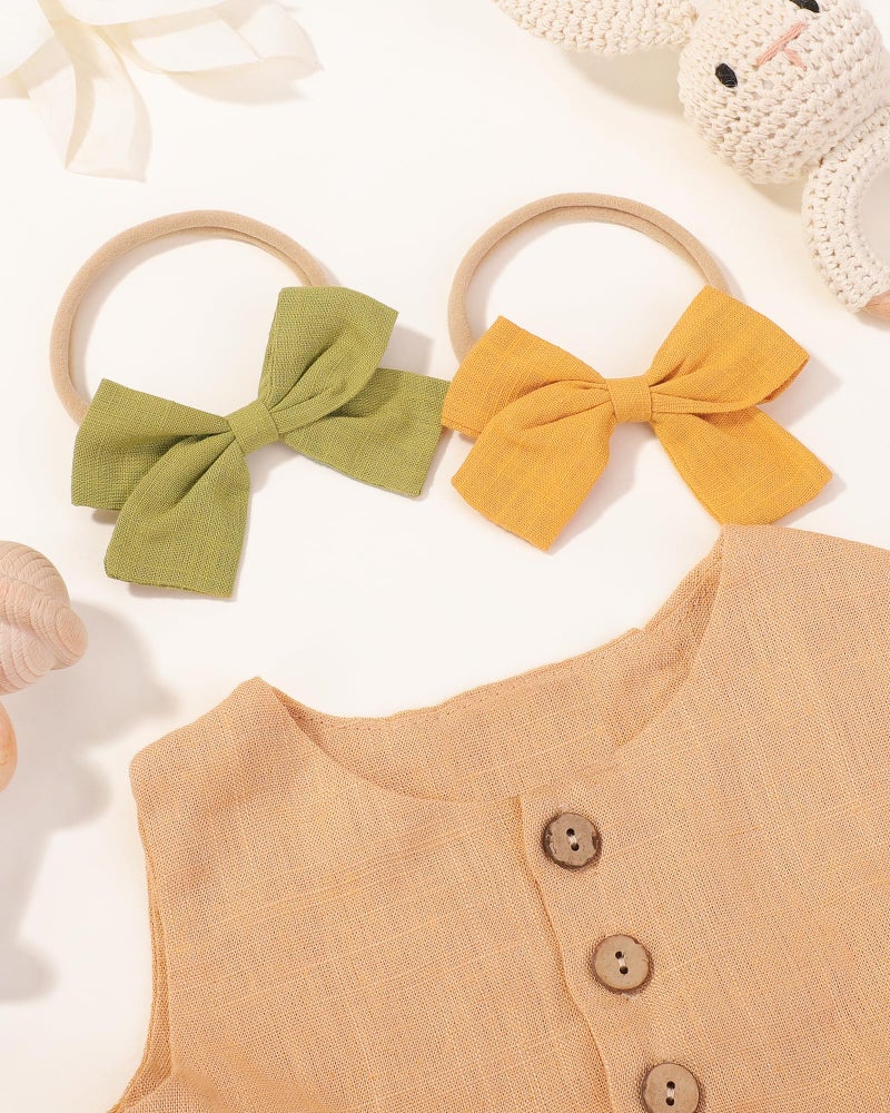 jollybows 20pcs Baby Girls Nylon Hair Bows Headbands Linen Hair Bands Elastic Hair Accessories for Kids Infants Newborn - Image 5