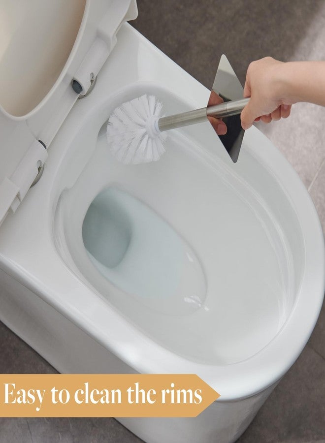 GOBAM Bamboo Toilet Bowl Cleaner with Holder for All Toilet Types, Hidden Stainless Steel Toilet Brush, Bathroom Cleaning Brushes, Toilet Accessories - Natural, with Pattern - Image 4