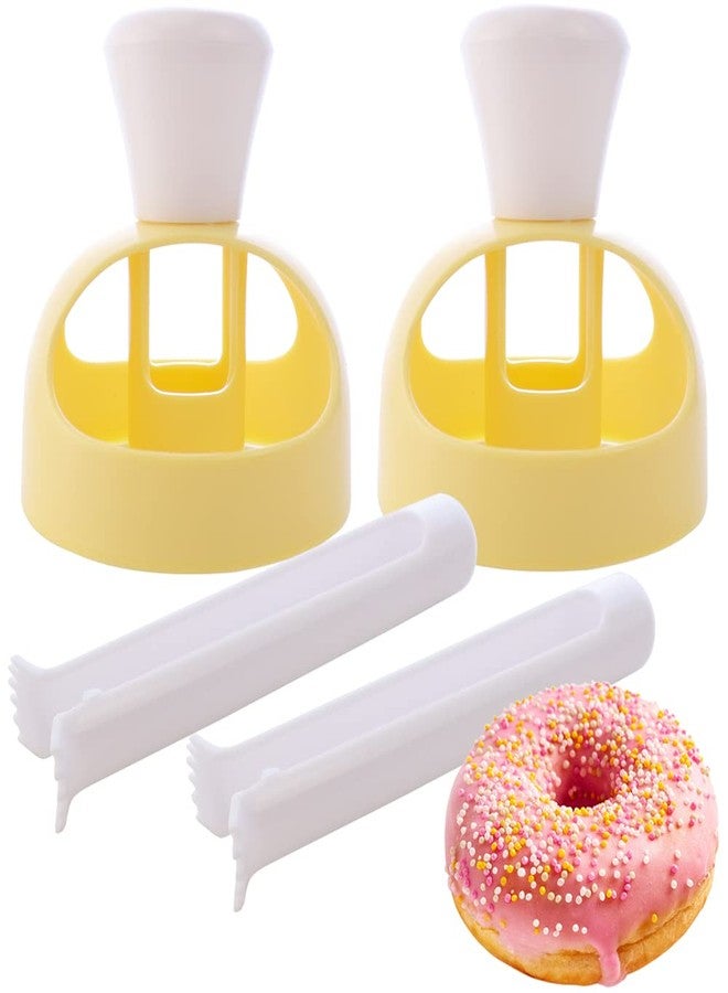 HengKe 2 Pack Plastic Donut Cutters with Dipping Pliers Doughnut Mould Doughnut Maker DIY Doughnut Baking Tool Non-Stick Donut Mould Cake Mould Pastry Tools Biscuits Doughnut Hole Cutters - Image 1