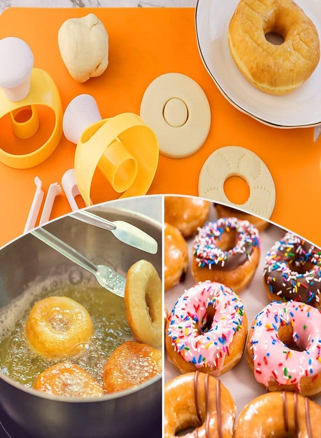 HengKe 2 Pack Plastic Donut Cutters with Dipping Pliers Doughnut Mould Doughnut Maker DIY Doughnut Baking Tool Non-Stick Donut Mould Cake Mould Pastry Tools Biscuits Doughnut Hole Cutters - Image 3