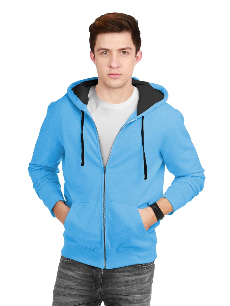 fanideaz Men'S Stylish Cotton Zipper Hoodie_Skyblue_L, Regular Fit - Image 1