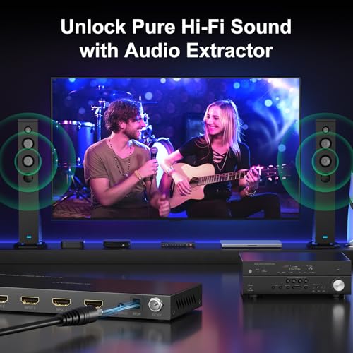 AVIDGRAM HDMI 2.1 Switch 4 in 1 Out, 8K60Hz / 4K120Hz Gaming HDMI Switcher with Audio Extractor, 48Gbps HDR10 VRR ALLM, SPDIF Optical & 3.5mm Audio Out, Remote, for PS5 Xbox Series X TV - Image 2