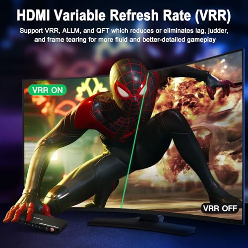AVIDGRAM HDMI 2.1 Switch 4 in 1 Out, 8K60Hz / 4K120Hz Gaming HDMI Switcher with Audio Extractor, 48Gbps HDR10 VRR ALLM, SPDIF Optical & 3.5mm Audio Out, Remote, for PS5 Xbox Series X TV - Image 4