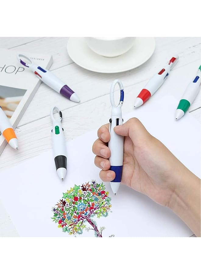 joyzzz Multicolor Ballpoint Pen 12 Pieces 4 Neon Color In One Ballpoint Pen With Buckle Clip On Top Retractable Shuttle Pens Multi Color Carabiner Keychain For Office School Party Favors - Image 4