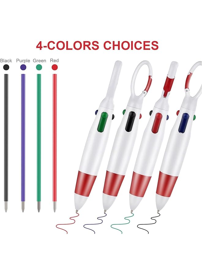 joyzzz Multicolor Ballpoint Pen 12 Pieces 4 Neon Color In One Ballpoint Pen With Buckle Clip On Top Retractable Shuttle Pens Multi Color Carabiner Keychain For Office School Party Favors - Image 2