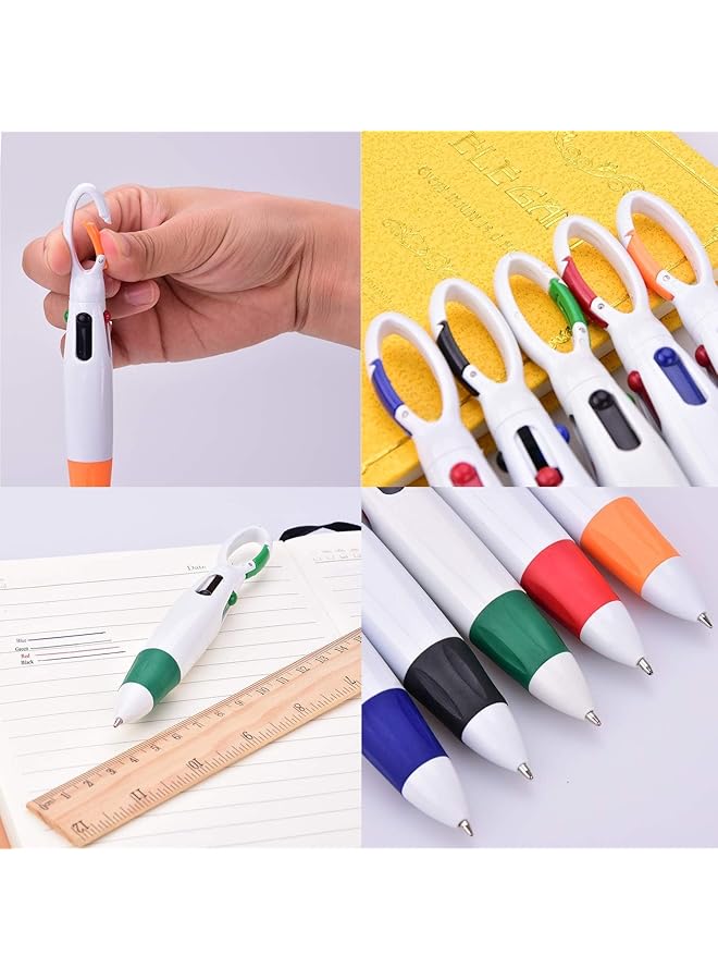 joyzzz Multicolor Ballpoint Pen 12 Pieces 4 Neon Color In One Ballpoint Pen With Buckle Clip On Top Retractable Shuttle Pens Multi Color Carabiner Keychain For Office School Party Favors - Image 3