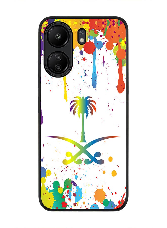 Stylizedd Rugged Black edge case for Xiaomi Poco C65, Slim fit Soft Case Flexible Rubber Edges Anti Drop TPU Gel Thin Cover- Colorful Saudi - Image 1