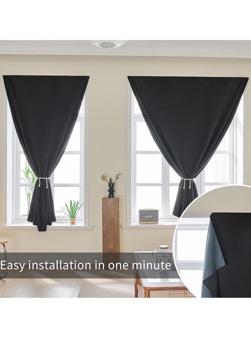 ستائر تعتيم، محمولة ذاتية اللصق بنسبة 100% بسيطة وسهلة التركيب لنافذة غرفة النوم وغرفة المطبخ المعزولة حرارياً، ستائر سوداء صغيرة 1 قطعة، 47 بوصة × 72 بوصة - Image 3