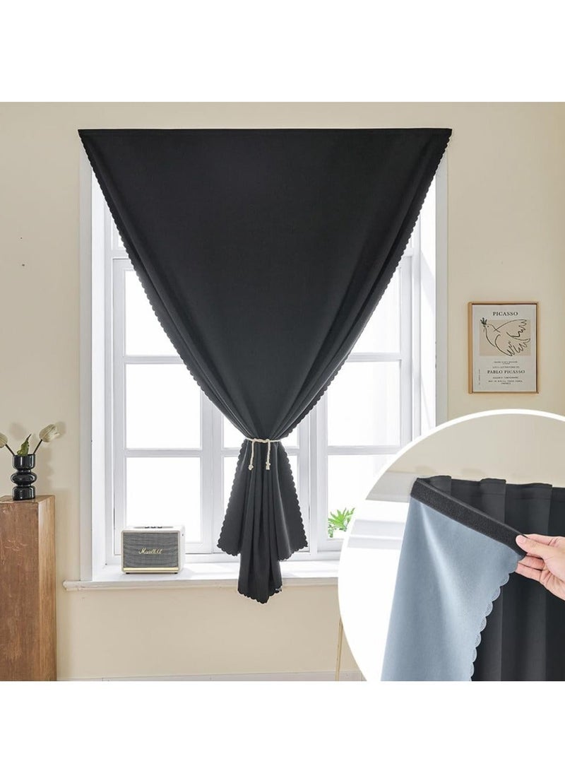 ستائر تعتيم، محمولة ذاتية اللصق بنسبة 100% بسيطة وسهلة التركيب لنافذة غرفة النوم وغرفة المطبخ المعزولة حرارياً، ستائر سوداء صغيرة 1 قطعة، 47 بوصة × 72 بوصة - Image 1