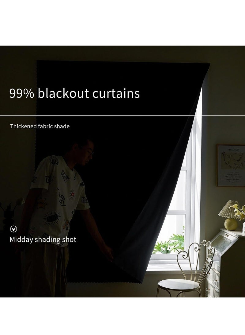 ستائر تعتيم، محمولة ذاتية اللصق بنسبة 100% بسيطة وسهلة التركيب لنافذة غرفة النوم وغرفة المطبخ المعزولة حرارياً، ستائر سوداء صغيرة 1 قطعة، 47 بوصة × 72 بوصة - Image 2