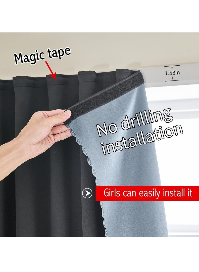 ستائر تعتيم، محمولة ذاتية اللصق بنسبة 100% بسيطة وسهلة التركيب لنافذة غرفة النوم وغرفة المطبخ المعزولة حرارياً، ستائر سوداء صغيرة 1 قطعة، 47 بوصة × 72 بوصة - Image 5