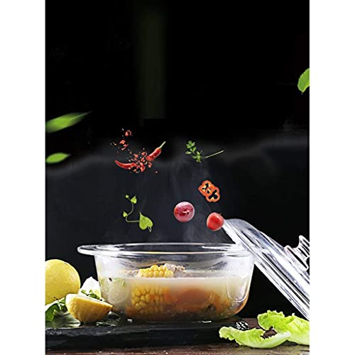 bellemax Deep Round Glass Casserole Oven and Microwave Safe Serving Bowl with See Through Top Lid - (1500 ML, Set of 3), Transparent - Image 3