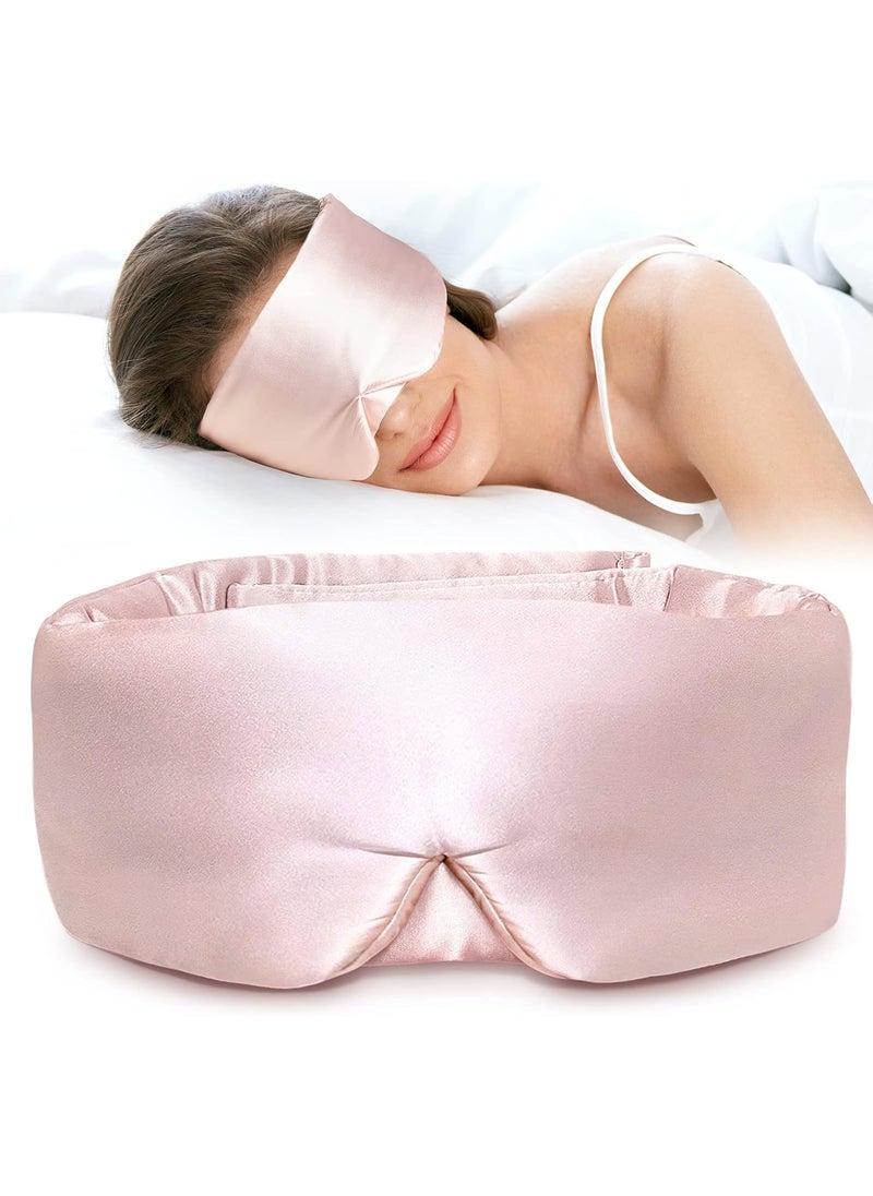LitBear LitBear Silk Sleep Mask for Side Sleeper, Eye Mask Sleeping for Women Men 100% 22 Momme Pure Mulberry Silk, Face-Hugging Padded Silk Eye Cover for Sleeping with Adjustable Band (Pink) 