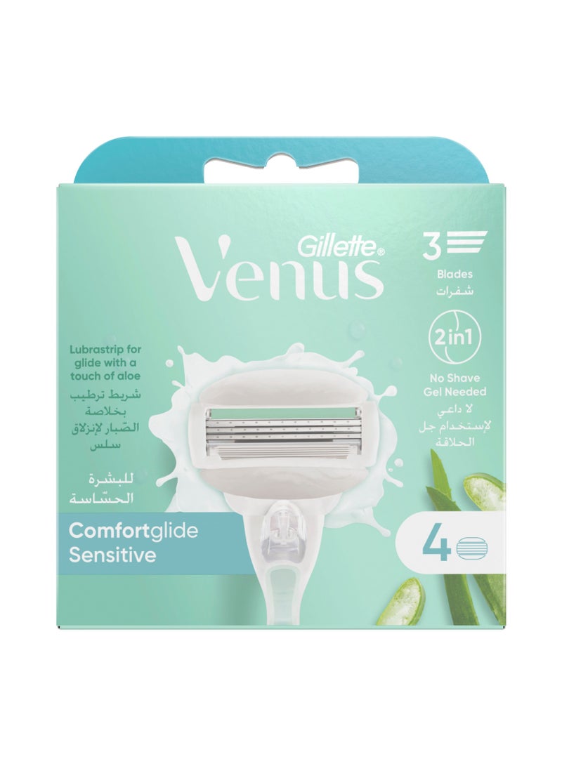 Venus شفرات حلاقة فينوس كومفورت جلايد سنسيتيف مع قضبان جل - Image 2