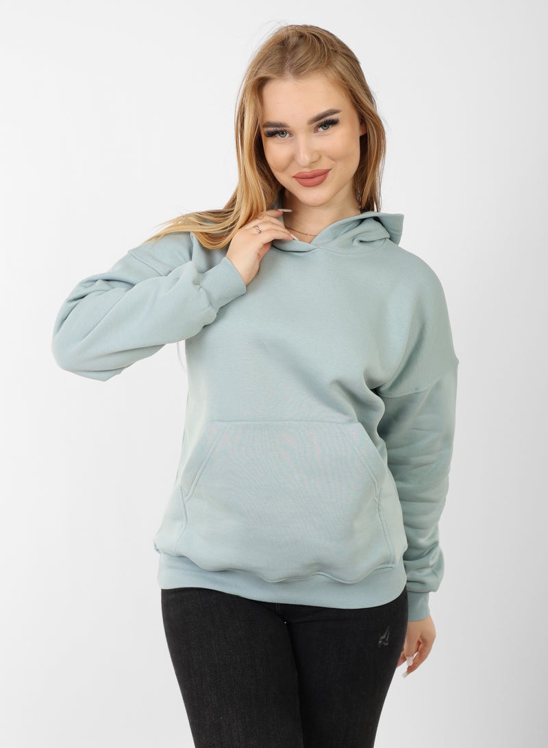 Soft Steps Light Blue Basic Hoodie For Women Size XL  - Image 5