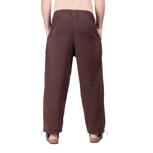 CandyHusky Baggy Sweatpants Men Cotton, Drawstring Lounge Pants, Relaxed Fit, Ideal for Comfort Brown L - Image 3