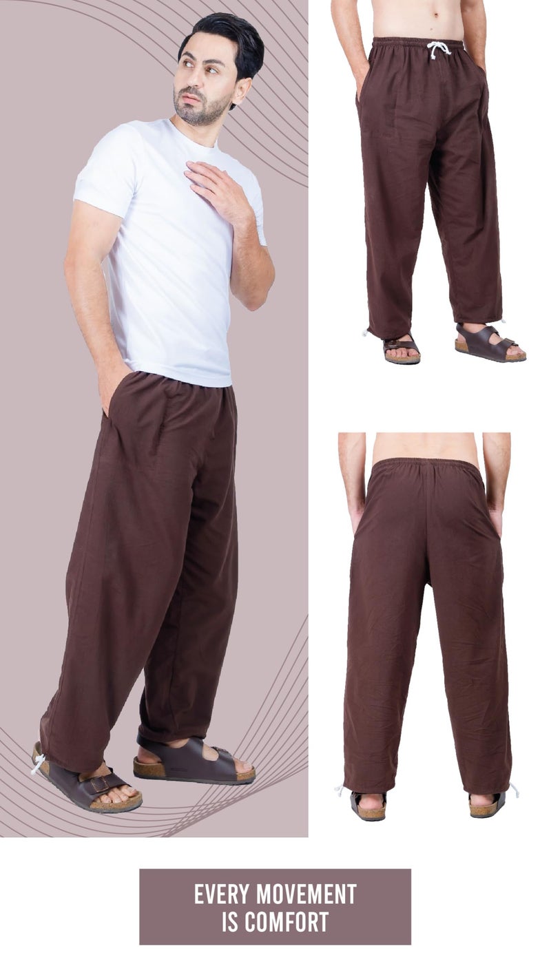 CandyHusky Baggy Sweatpants Men Cotton, Drawstring Lounge Pants, Relaxed Fit, Ideal for Comfort Brown L - Image 4
