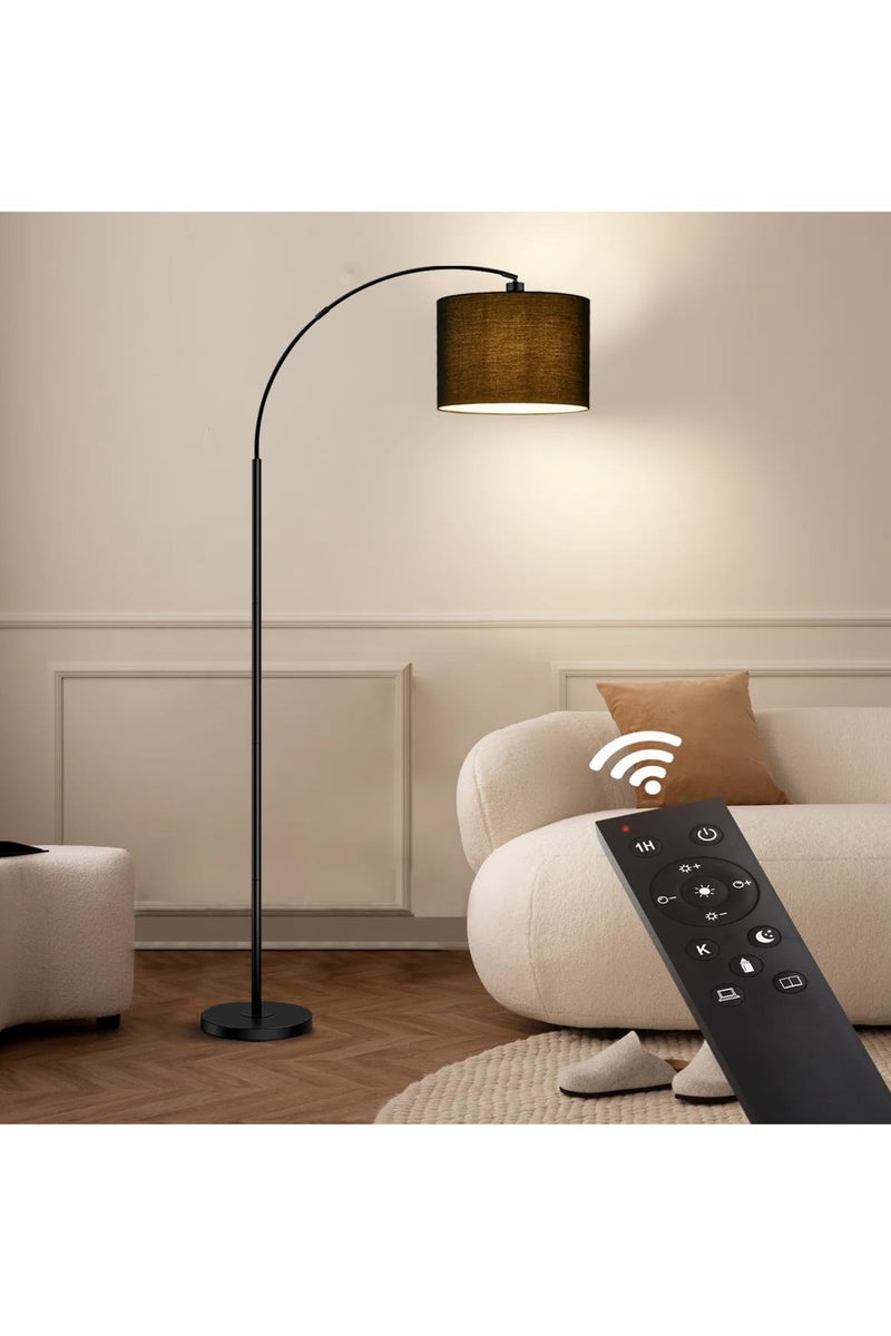 DOMUIK Floor Lamp for LED Stand Vintage Arc Pole Light with Warm Light Remote Control for Living Room Office Bedroom â€ŽMarble Metal Black 12W 8-15m 185x38 cm  - Image 1