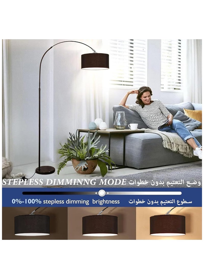 DOMUIK Floor Lamp for LED Stand Vintage Arc Pole Light with Warm Light Remote Control for Living Room Office Bedroom â€ŽMarble Metal Black 12W 8-15m 185x38 cm  - Image 4
