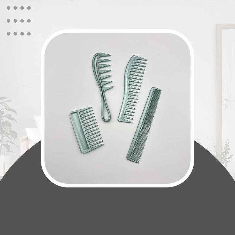COMBELLE Professional Wide Tooth Detangling Comb for Women & Men | Durable Black Plastic Anti-Breakage Shampoo Comb | Smooth Rounded Teeth for Curly, Thick & Wet Hair (Metallic Green) - Image 5