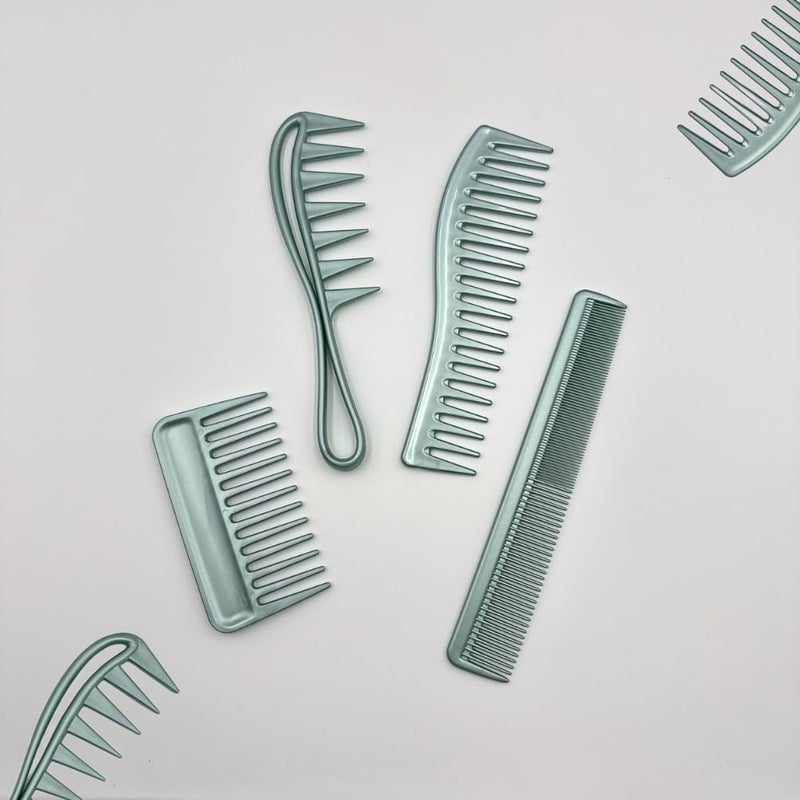 COMBELLE Professional Wide Tooth Detangling Comb for Women & Men | Durable Black Plastic Anti-Breakage Shampoo Comb | Smooth Rounded Teeth for Curly, Thick & Wet Hair (Metallic Green) - Image 1