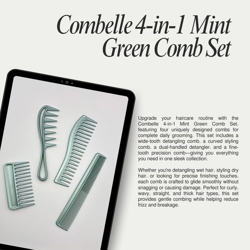 COMBELLE Professional Wide Tooth Detangling Comb for Women & Men | Durable Black Plastic Anti-Breakage Shampoo Comb | Smooth Rounded Teeth for Curly, Thick & Wet Hair (Metallic Green) - Image 3