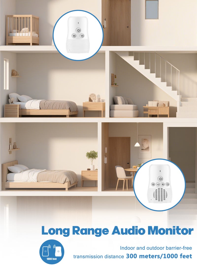 اكسيموس جهاز مراقبة صوتي للاطفال،جهاز مراقبة صوت الطفل، جهاز مراقبة صوتي للعناية بالطفل، جهاز مراقبة لاسلكي قابل لإعادة الشحن للعناية بالطفل، ميكروفون عالي الحساسية ومكبر صوت مع إضاءة ليليةجهاز صوتي لسماع ومراقبة الطفل، أبيض - Image 4