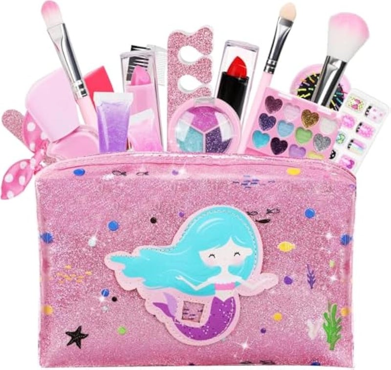 Next Store Makeup Kit for Girls, Includes Mermaid Makeup Bag, Real Makeup, Non-Toxic and Washable for Little Girls Age 4-6-8-10-12. - Image 4